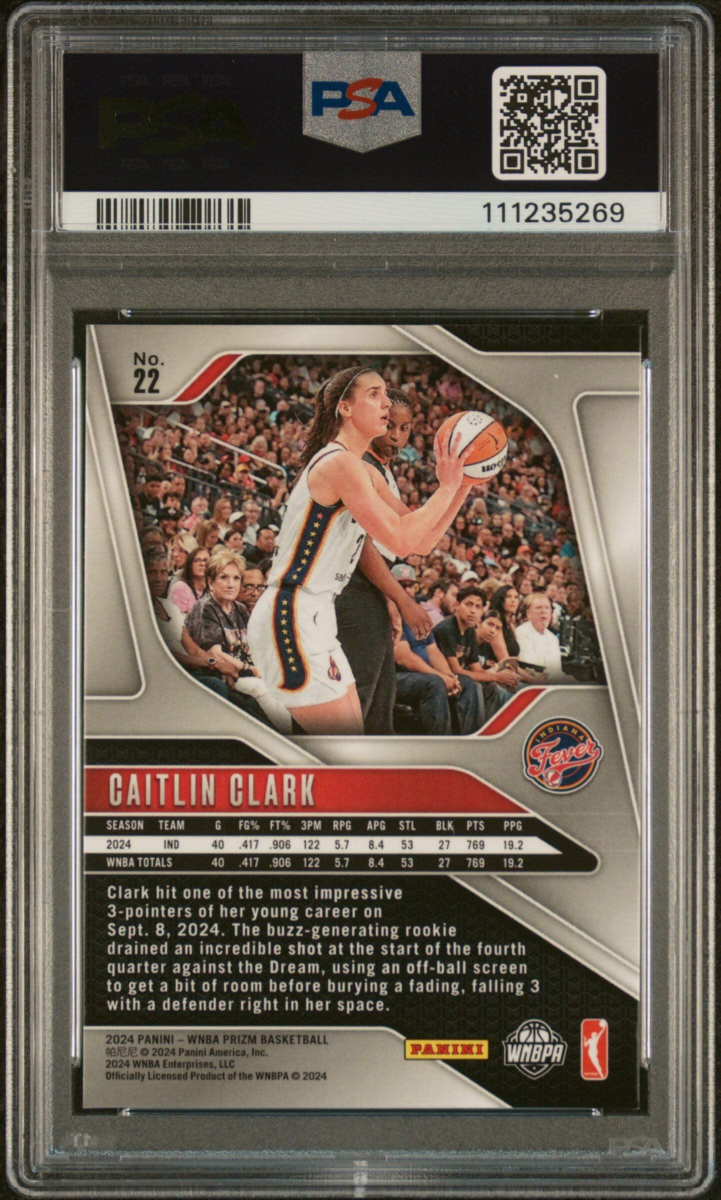 Amazon.com: Graded 2024 Panini Prizm Caitlin Clark #22 Rookie RC